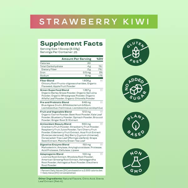 Greens and Superfoods Powder - Strawberry Kiwi - PREVENTA
