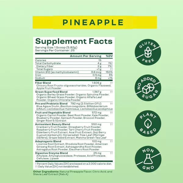 Greens and Superfoods Powder - Pineapple - PREVENTA