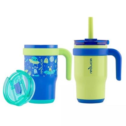 14oz 2pk Coldee Kids Mugs with Spill-Proof Straw - PREVENTA