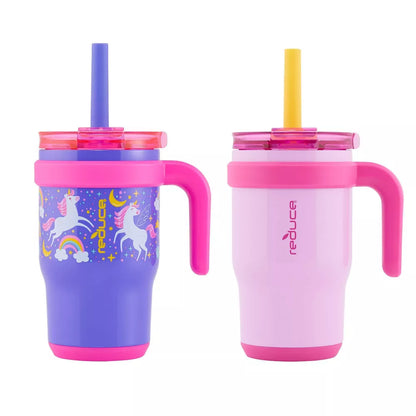 14oz 2pk Coldee Kids Mugs with Spill-Proof Straw - PREVENTA